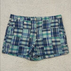 Vineyard Vines 3.5" Everyday Shorts size 4 Blue Plaid Madras Patchwork Cotton